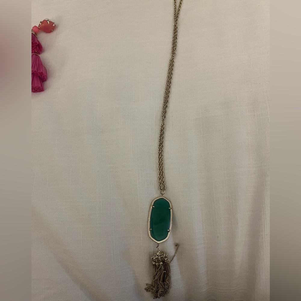 Kendra Scott Rayne Tassel Necklace - Emerald Green